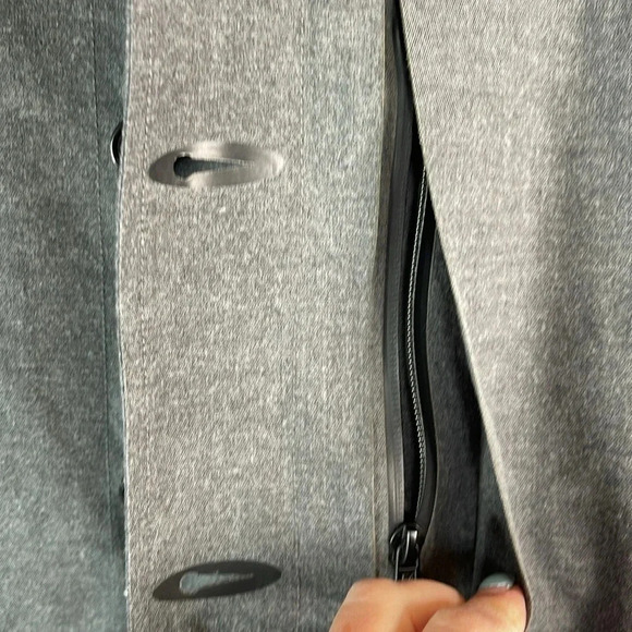 MANGO MAN Charcoal Grey Waterproof Trench Coat Button Front Zippered Pockets M - Picture 7 of 14